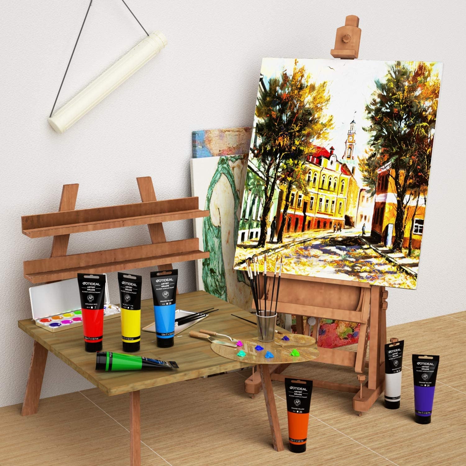 Acrylic Paint - Titanium White Tubes (120ml, 4.1 oz) - Non-Toxic, Fade-Resistant, Rich Pigments for Artists and Crafters - Ideal for Canvas, Wood, Clay, Fabric, and Ceramic Projects