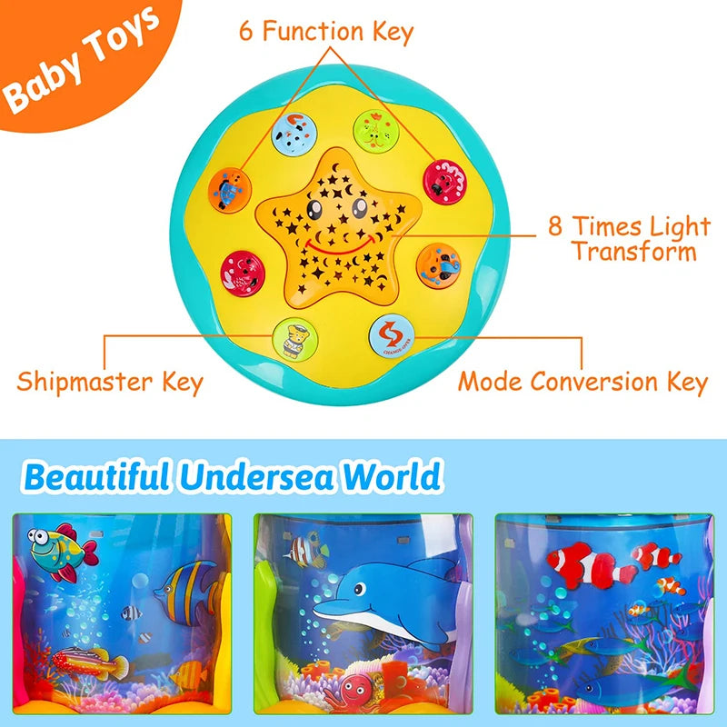 Ocean Light Rotary Projector Musical Toy for Infants Aged 1-3 Years - Montessori-Inspired Early Educational Sensory Toy for Toddlers