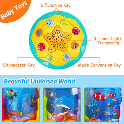 Ocean Light Rotary Projector Musical Toy for Infants Aged 1-3 Years - Montessori-Inspired Early Educational Sensory Toy for Toddlers