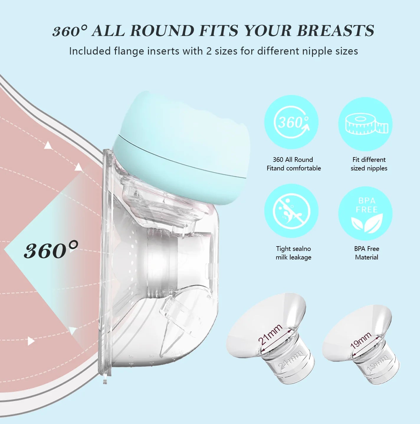 Portable Electric Hands-Free Breast Pump Set with 4 Modes and 12 Adjustable Levels - Dual Pack in Blue