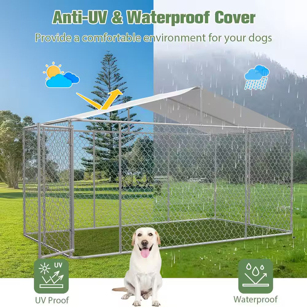 Outdoor Heavy-Duty Large Dog Kennel and Pet Playpen - 13 Ft. x 13 Ft. x 7.6 Ft. (Wall Height: 5.8 Ft.)