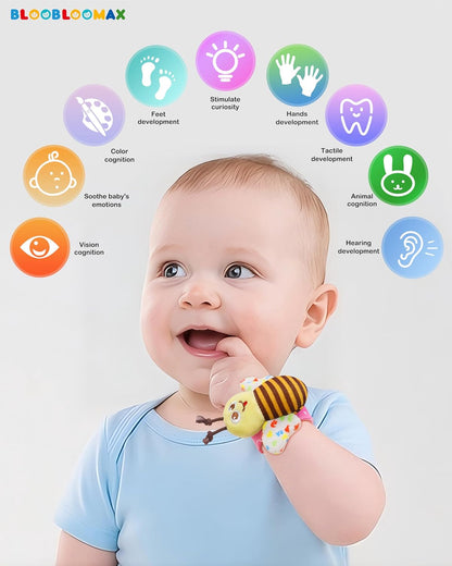 Wrist and Foot Rattle Set for Infants - 8 Piece Baby Activity Toy Gift for Newborns