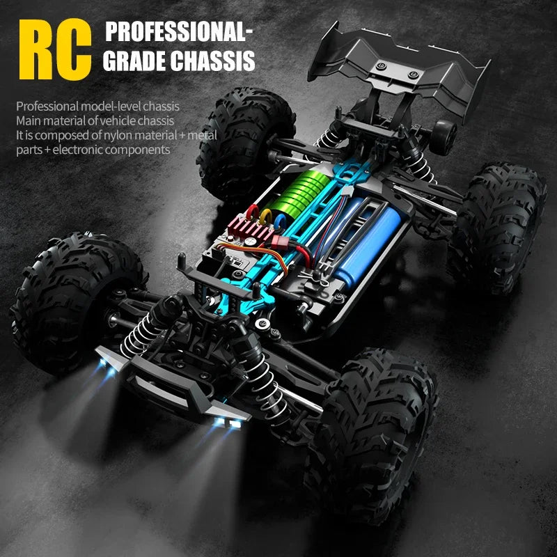 1:16 Scale 4WD RC Car with LED Remote Control - High-Speed Drift Monster Truck for Kids, 70KM/H or 50KM/H, Compatible with 144001 Toys