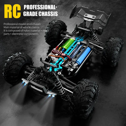 1:16 Scale 4WD RC Car with LED Remote Control - High-Speed Drift Monster Truck for Kids, 70KM/H or 50KM/H, Compatible with 144001 Toys