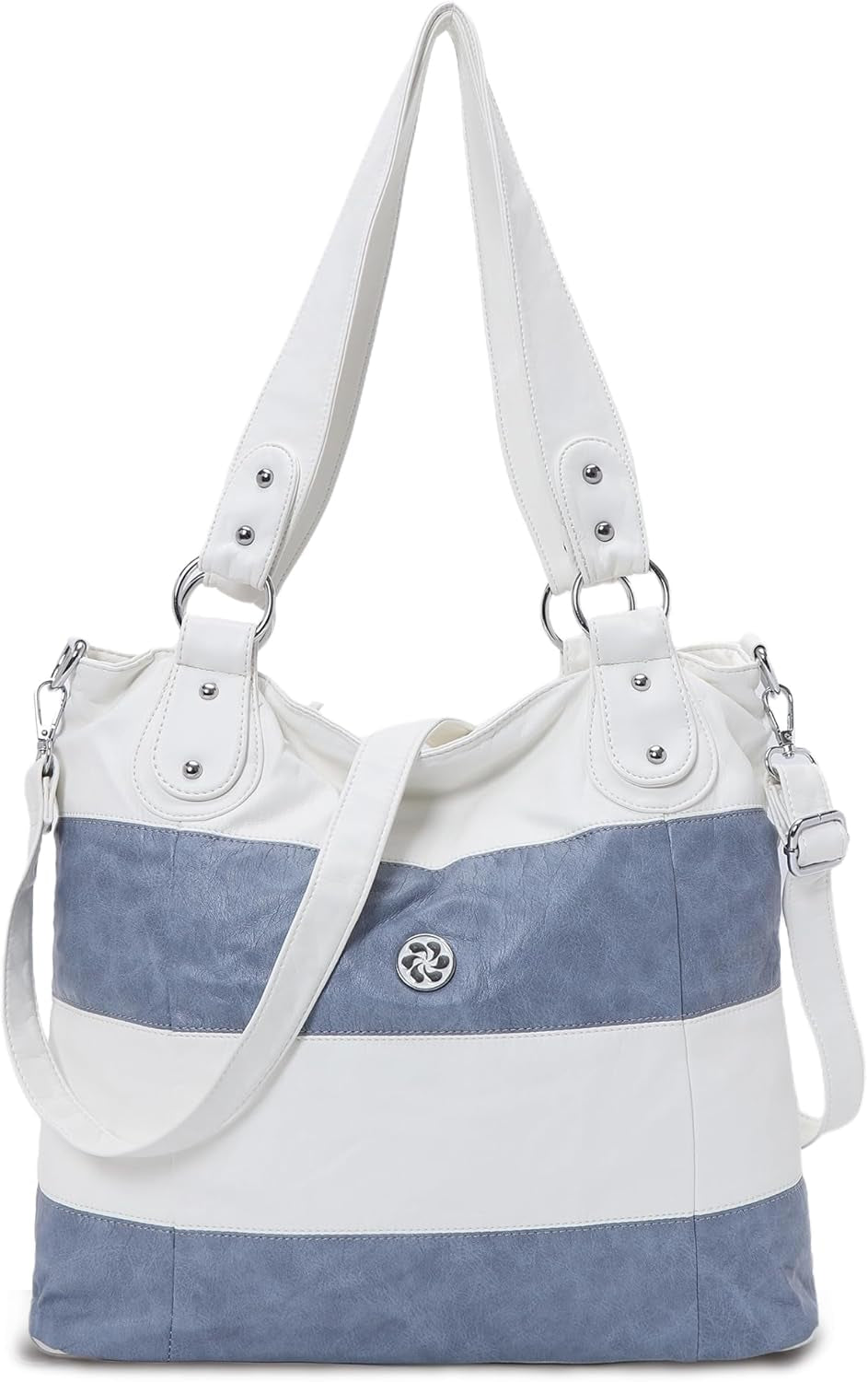 Multi-Color Striped Lattice Hobo Purse for Women - Crossbody Shoulder Tote Handbag
