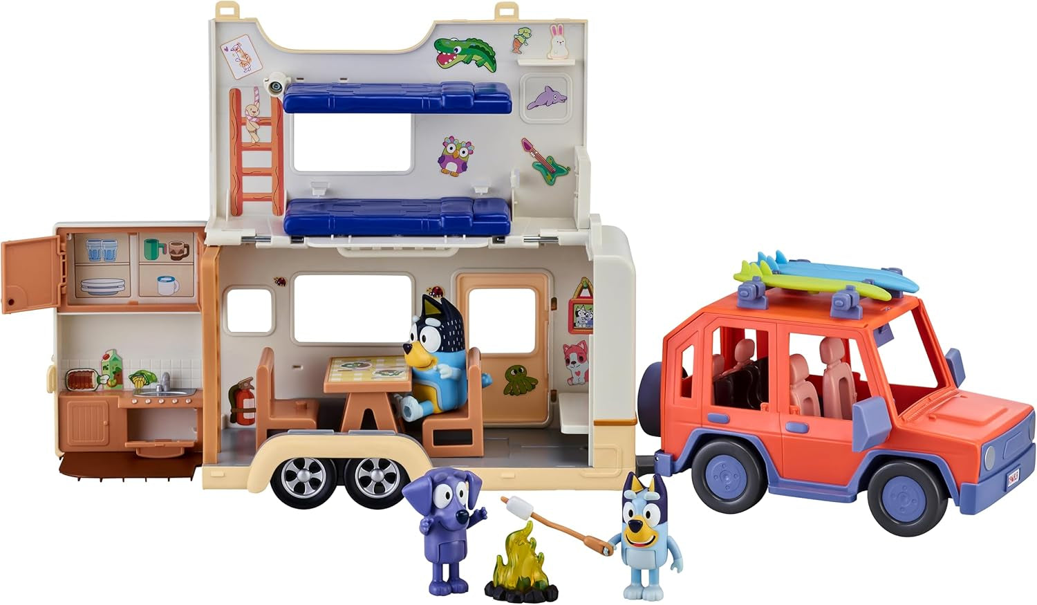 Ultimate Caravan Adventures Playset with Three 2.5-3" Figures, 4WD Family Vehicle, and Surfboards - Multicolor (13096)