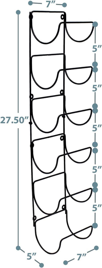 Wall-Mounted Towel Rack - Black Metal Bathroom Organizer with 6 Compartments for Towel Storage, Ideal for Gym, Spa, RV, and Kitchen Use