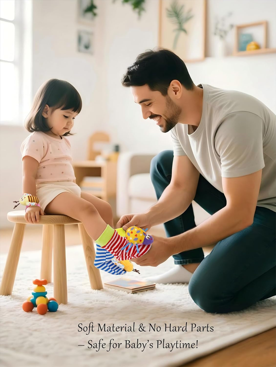 Wrist and Foot Rattle Set for Infants - 8 Piece Baby Activity Toy Gift for Newborns