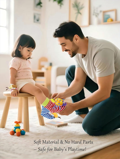 Wrist and Foot Rattle Set for Infants - 8 Piece Baby Activity Toy Gift for Newborns