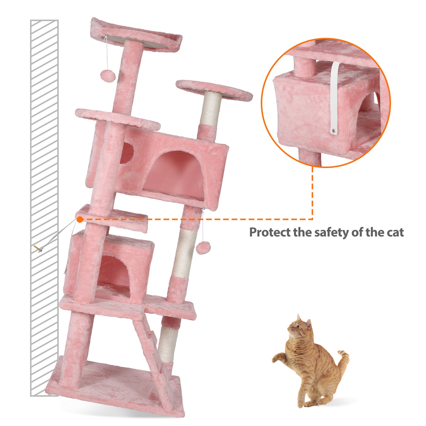 55-Inch Multi-Level Cat Tree Tower Activity Center with Condo - Available in 6 Colors