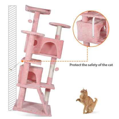 55-Inch Multi-Level Cat Tree Tower Activity Center with Condo - Available in 6 Colors
