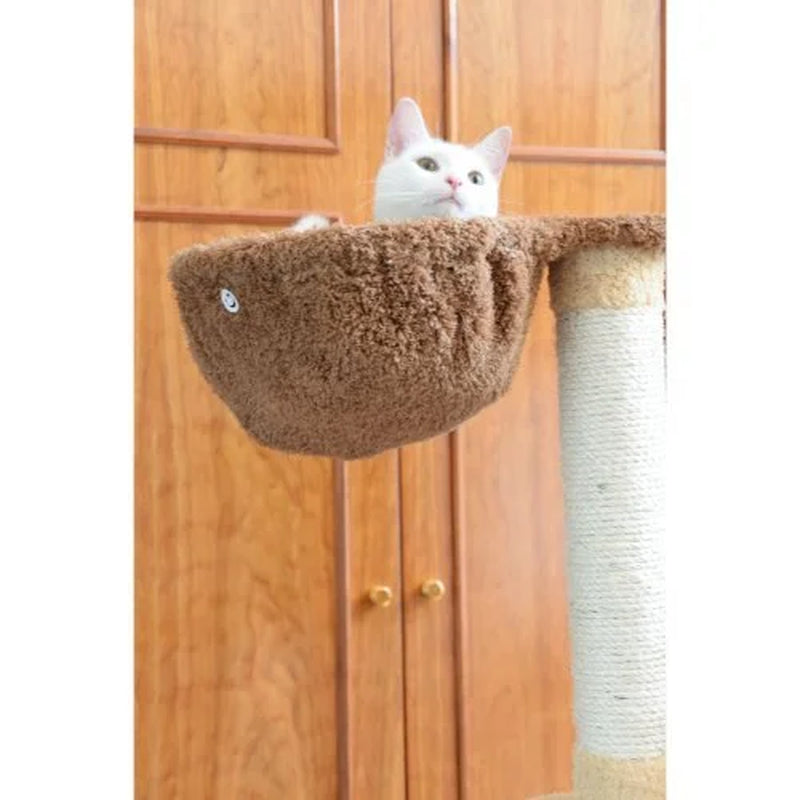 Real Wood Cat Tree & Condo Scratching Post Tower, Goldenrod