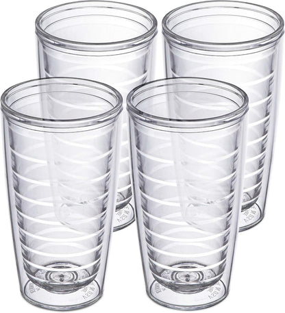 16Oz Insulated Tumblers Plastic Keeps Drinks Cold & Hot, 4Pack Double Walled Clear Insulated Drinking Glasses Cup, Bpa-Free, Reusable, Camping, Travel, Kitchen, Party