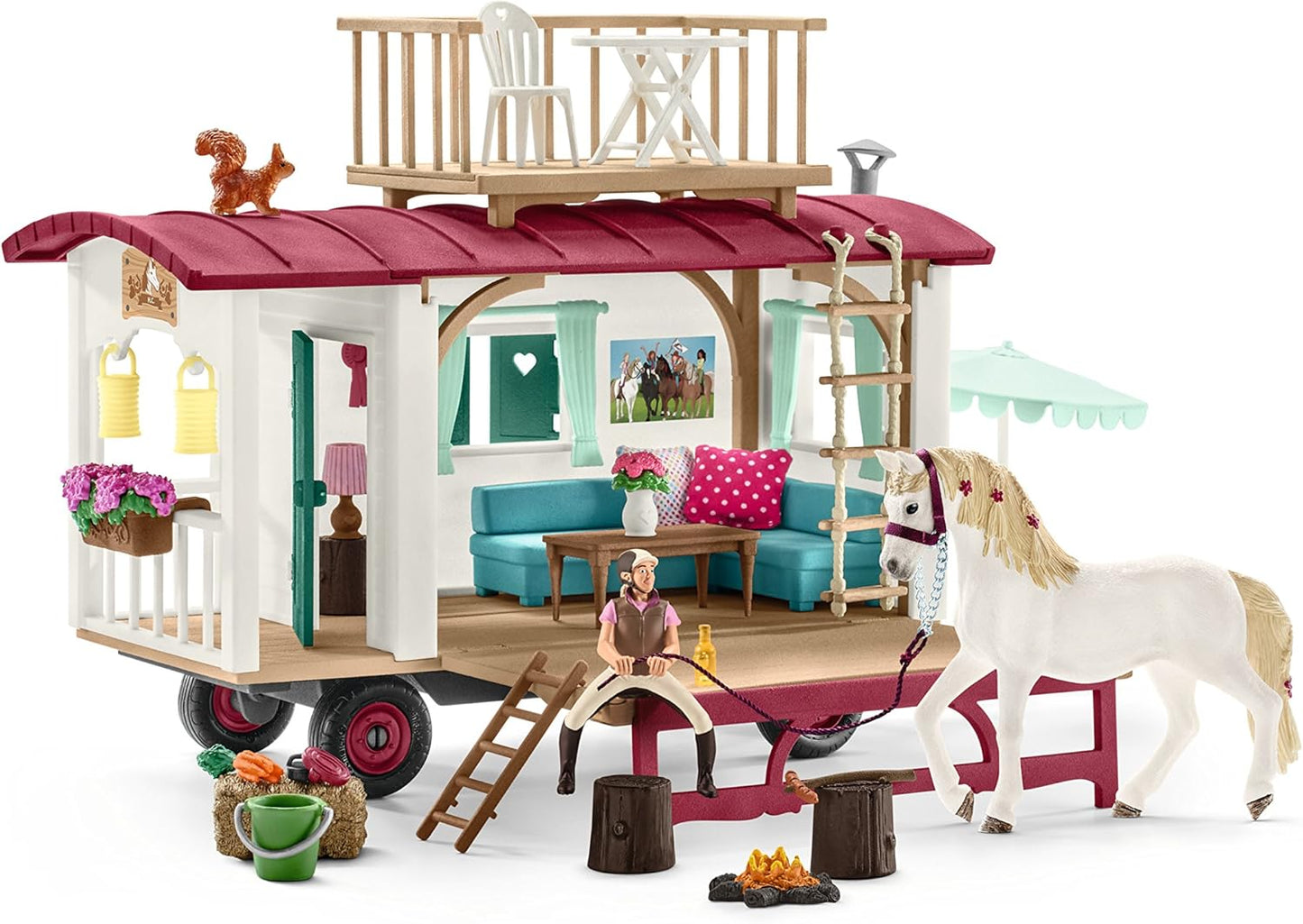Horse Club Camper Set with Toy Horse Figurine - 43-Piece Gift for Girls and Boys, Ages 5+