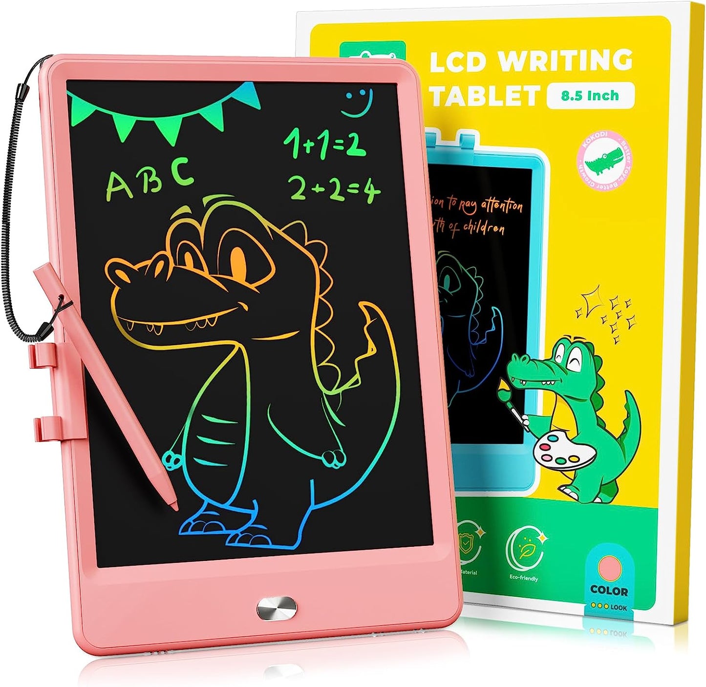 LCD Writing Tablet - 8.5 Inch Reusable Doodle Board for Children Aged 3-8, Educational Electronic Drawing Pad (Pink)