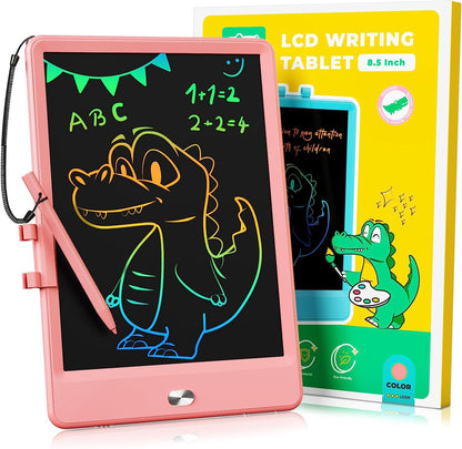LCD Writing Tablet - 8.5 Inch Reusable Doodle Board for Children Aged 3-8, Educational Electronic Drawing Pad (Pink)