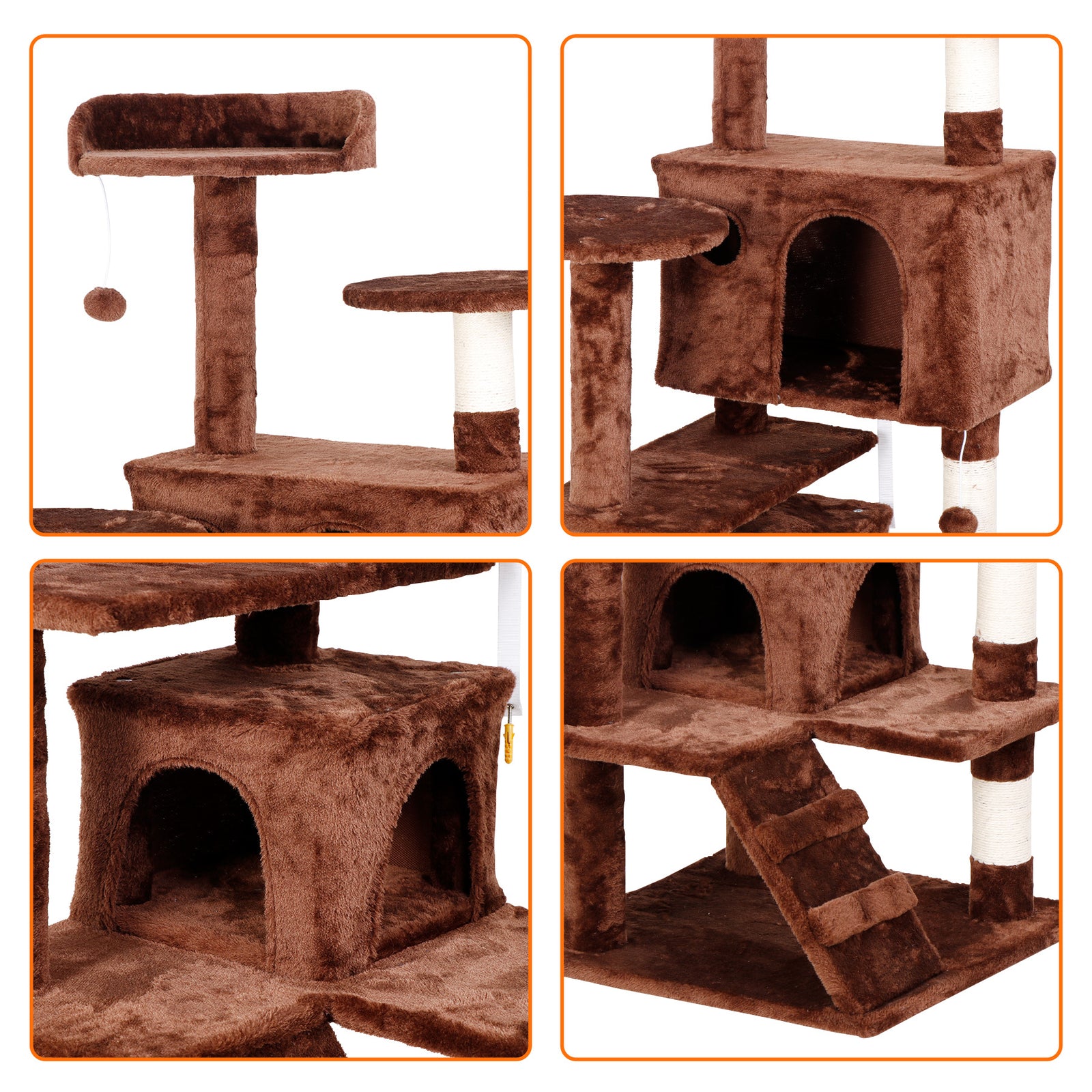 55-Inch Multi-Level Cat Tree Tower Activity Center with Condo - Available in 6 Colors