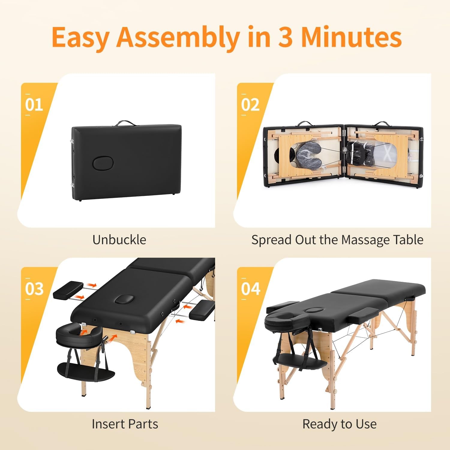 Portable 24-Inch Wide Massage Table with Height Adjustment and Non-Woven Carry Bag for Spa, Facial, and Tattoo Services