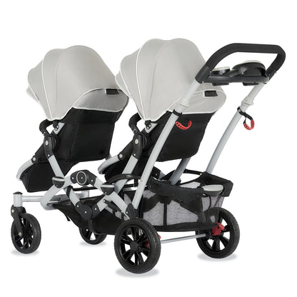 Track Tandem Stroller - Face-to-Face Design in Light Grey