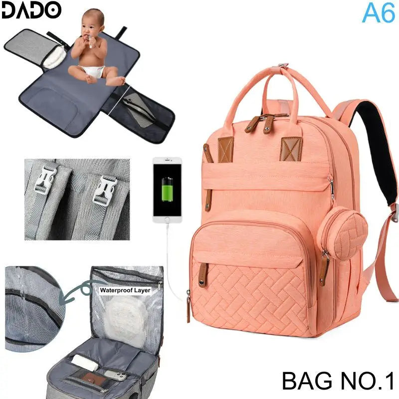Premium Waterproof Diaper Backpack with Integrated Changing Station and Stroller Straps for Parents