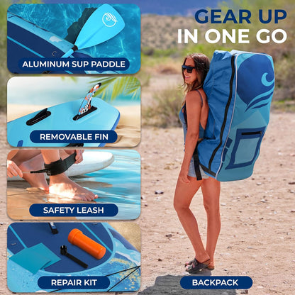 Premium Inflatable Stand-Up Paddle Board with Essential Accessories – Wide and Stable Design Featuring Non-Slip EVA Deck Pad for All Skill Levels, 350 lbs Capacity