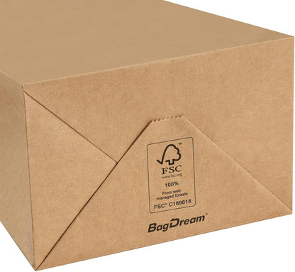 Gift Bags 100Pcs 5.25X3X8 Small Kraft Paper Gift Bags with Handles Bulk, Brown Paper Sacks for Small Business, Retail, Merchandise, Wedding Birthday Party Favor