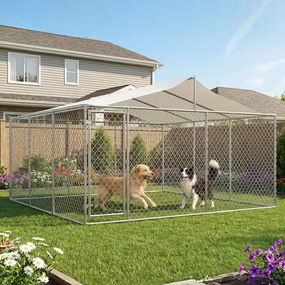 Outdoor Heavy-Duty Large Dog Kennel and Pet Playpen - 13 Ft. x 13 Ft. x 7.6 Ft. (Wall Height: 5.8 Ft.)