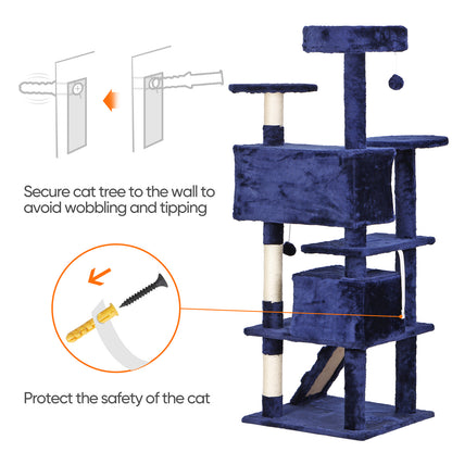 55-Inch Multi-Level Cat Tree Tower Activity Center with Condo - Available in 6 Colors