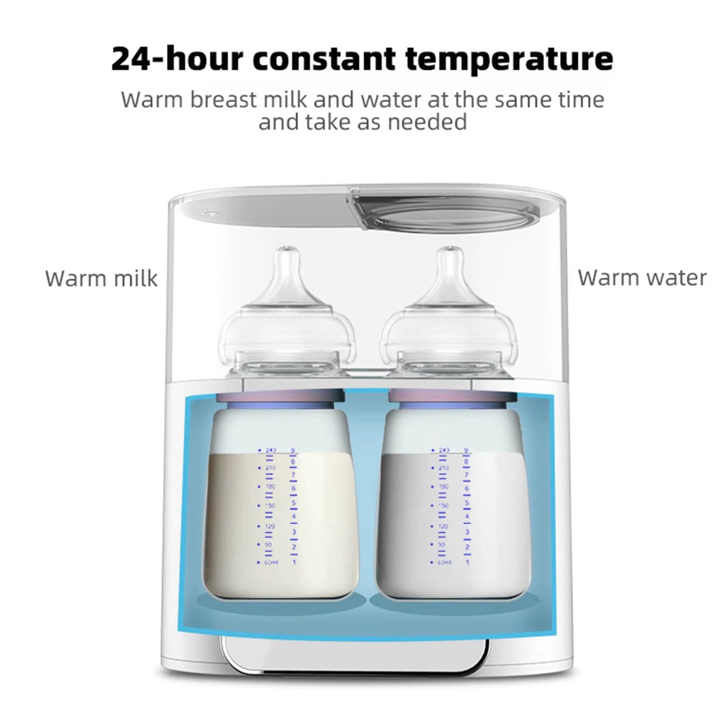 Portable Baby Bottle Warmer with 24-Hour Temperature Regulation for Heating Formula and Breast Milk