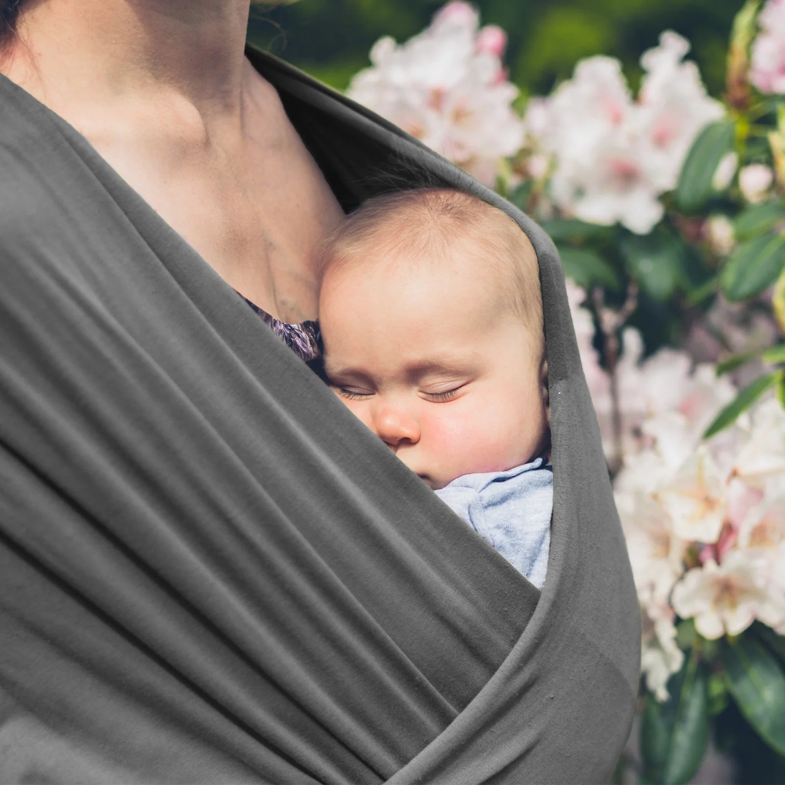 Organic Cotton Infant and Toddler Wrap Carrier in Dark Gray, Supports Weights Up to 35 lbs