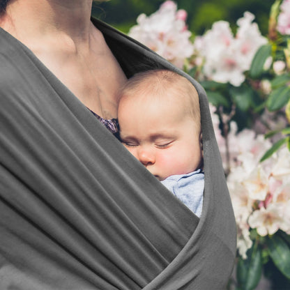 Organic Cotton Infant and Toddler Wrap Carrier in Dark Gray, Supports Weights Up to 35 lbs