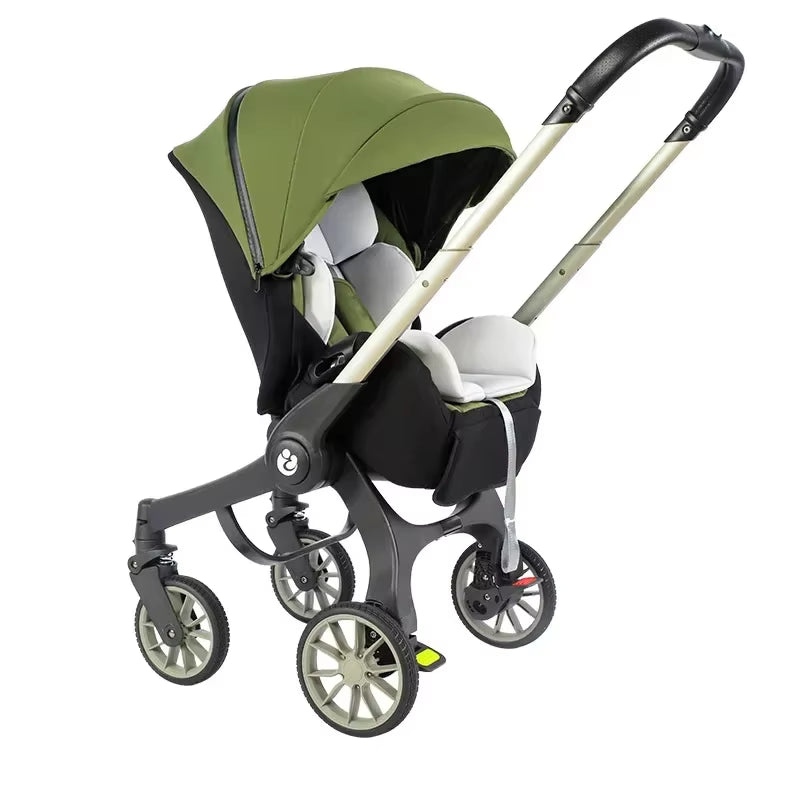 Multifunctional 4-in-1 Two-Way Baby Stroller with Collapsible Basket and Infant Carriage Seat