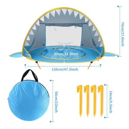 Portable UV-Protection Baby Beach Tent with Integrated Pool - Pop-Up Sun Shelter for Children