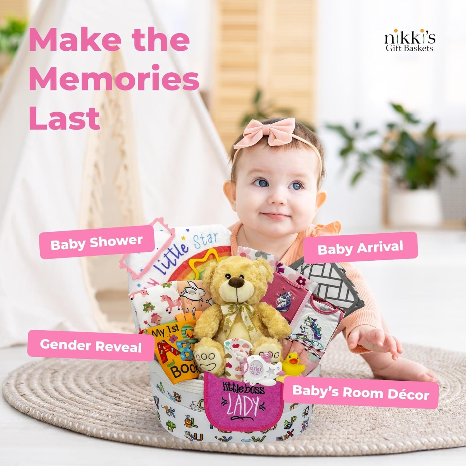 Deluxe 25-Piece Baby Girl Essentials Gift Set for Expecting Parents | Pink Newborn Hamper for Gender Reveal