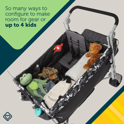 Summit Sprint Quad Wagon Stroller for Four Passengers in Charcoal Camo - Unisex Design for Toddlers