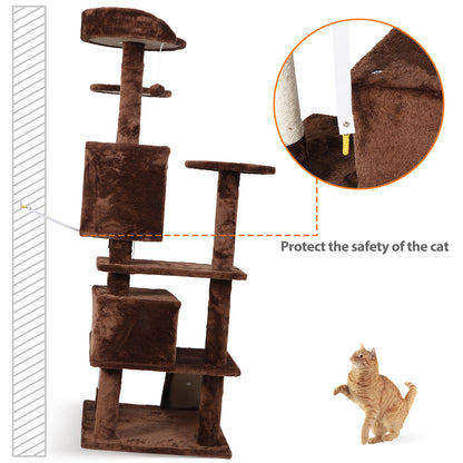 55-Inch Multi-Level Cat Tree Tower Activity Center with Condo - Available in 6 Colors