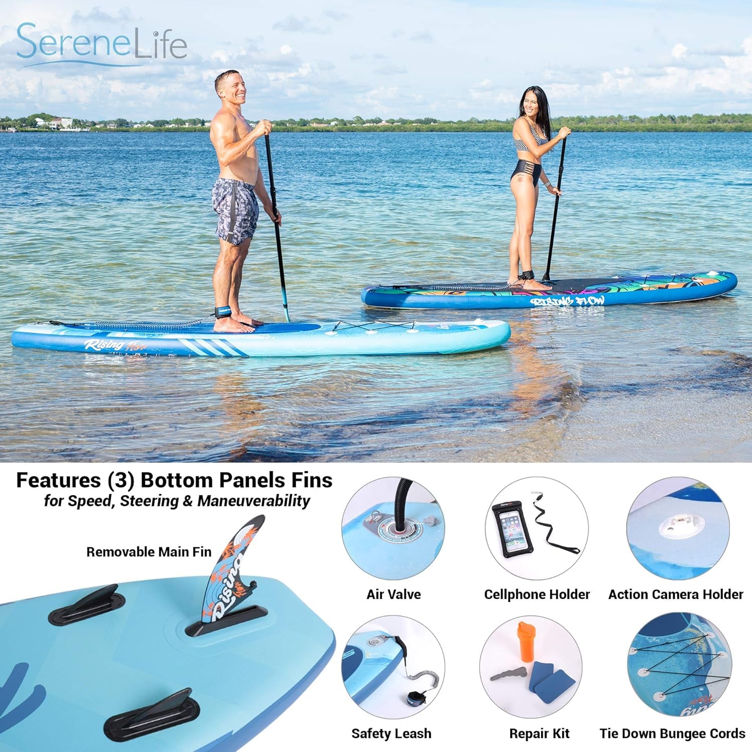 Premium Inflatable Stand-Up Paddle Board with Essential Accessories – Wide and Stable Design Featuring Non-Slip EVA Deck Pad for All Skill Levels, 350 lbs Capacity