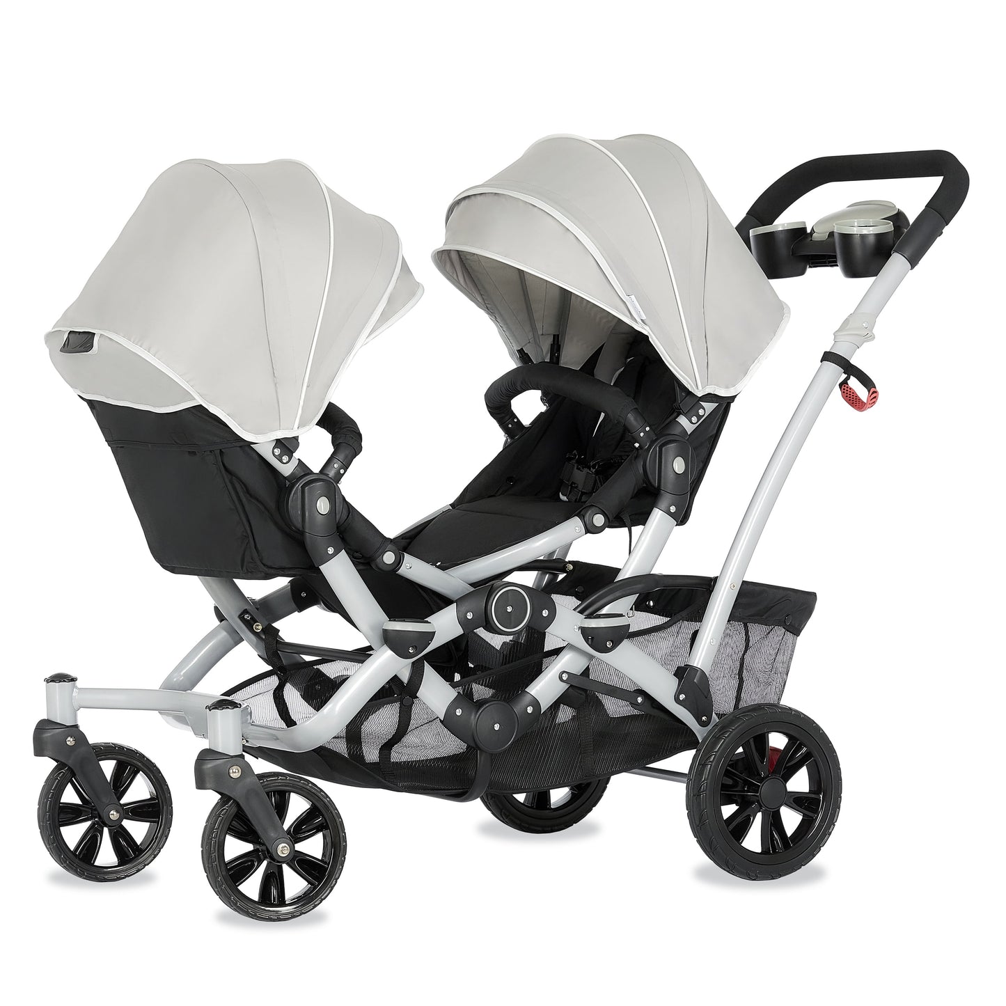 Track Tandem Stroller - Face-to-Face Design in Light Grey