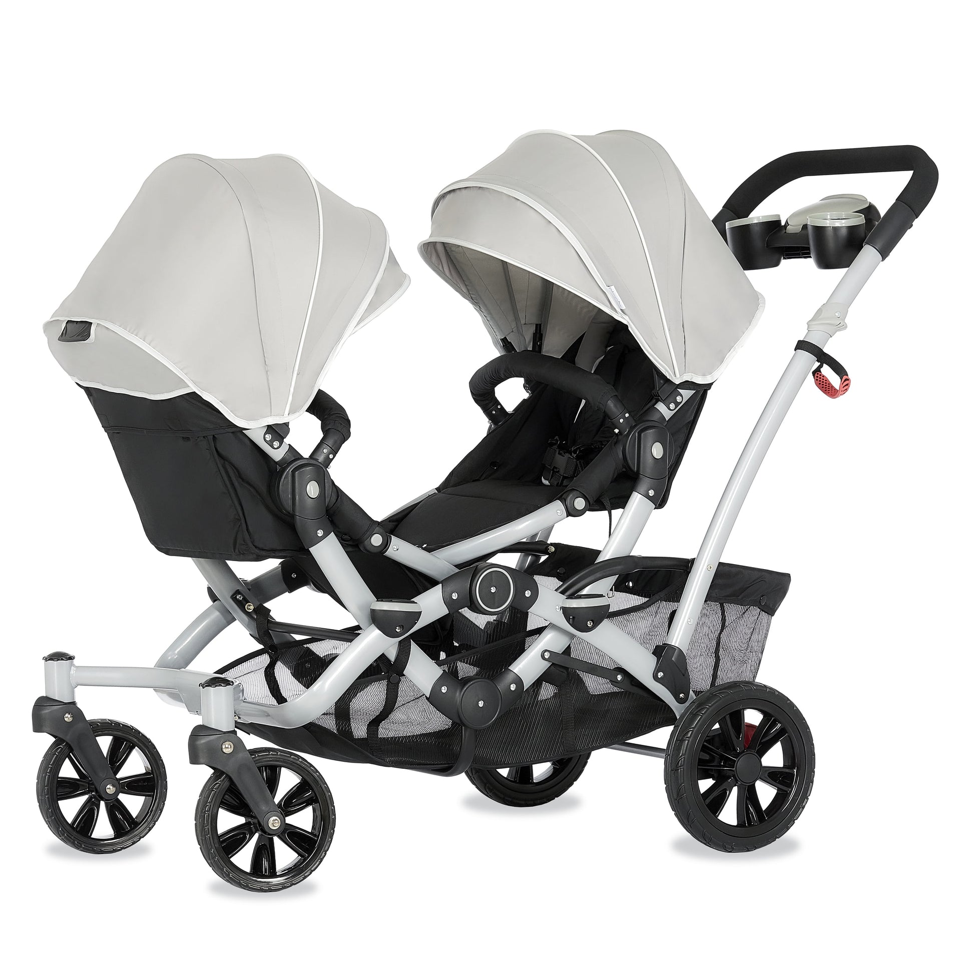 Track Tandem Stroller - Face-to-Face Design in Light Grey