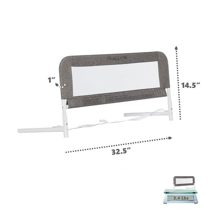 Dream on Me Hide Away Safety Bed Rail for Children - Grey Mesh Security Barrier System