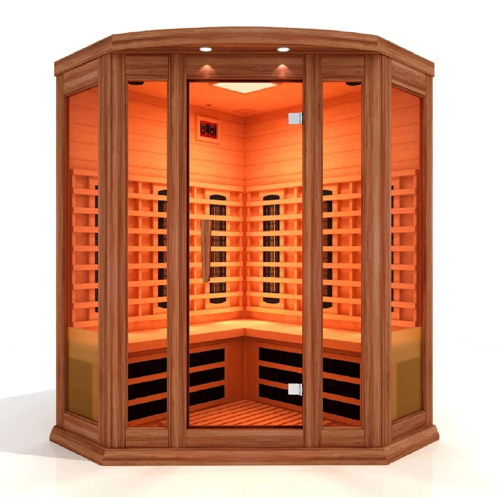 3-Person Corner Full Spectrum Far Infrared Sauna with Near Zero EMF (Under 2MG)