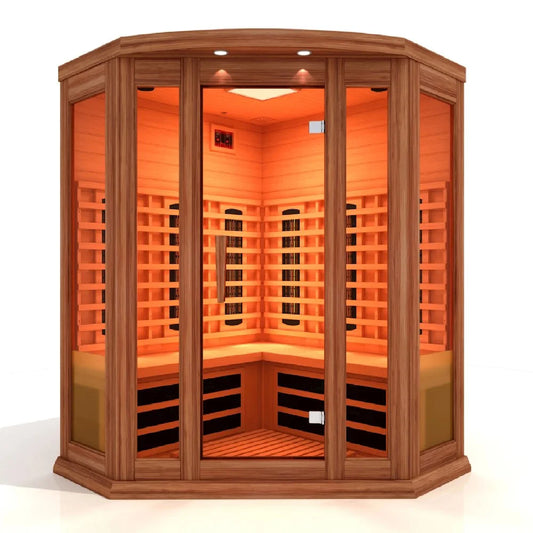 3-Person Corner Full Spectrum Far Infrared Sauna with Near Zero EMF (Under 2MG)