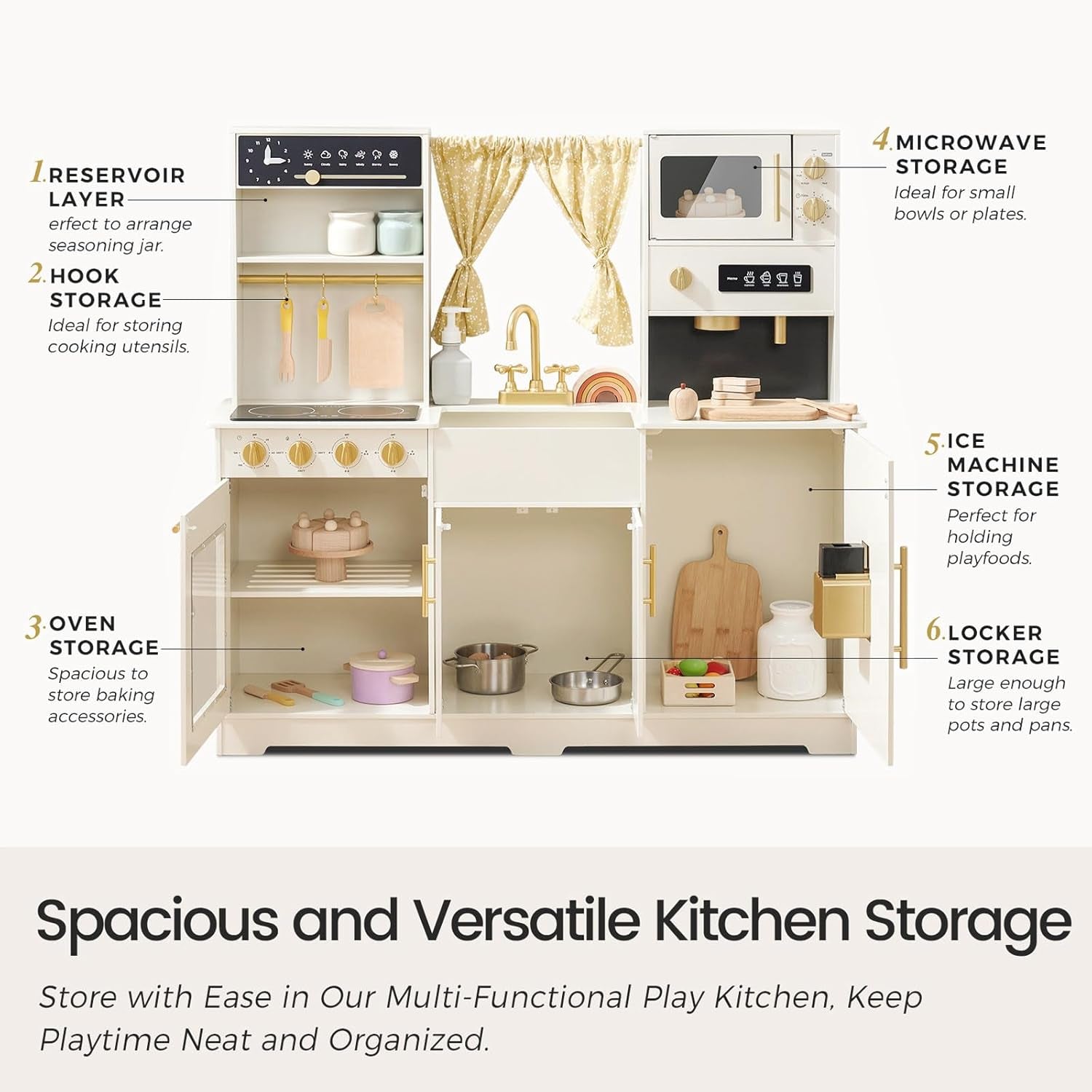Contemporary Wooden Play Kitchen Set for Children with Enhanced Features and Elegant Design, Ideal Gift for Ages 3 and Up