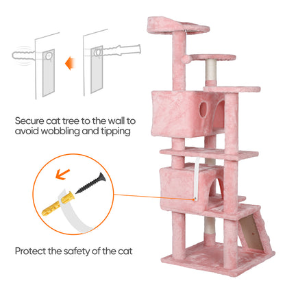 55-Inch Multi-Level Cat Tree Tower Activity Center with Condo - Available in 6 Colors