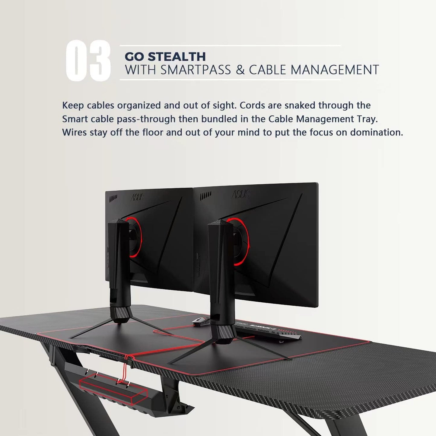 55-Inch Ergonomic Gaming Desk - Z-Shaped Office PC Desk with Mouse Pad, Gaming Handle Rack, Cup Holder, and Headphone Hook