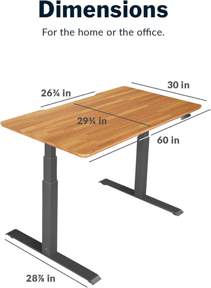 Premium Height Adjustable Electric Standing Desk - Dual Motor with Memory Presets, Sturdy T-Style Legs - Ideal for Gaming or Home Office Workstation - 60” x 30”, Butcher Block Finish