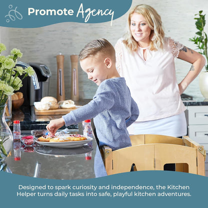 Classic Kitchen Helper® Toddler Tower - Gray: Folding and Adjustable Learning Step Stool with Chalkboard | Montessori Collapsible Safety Non-Slip Platform