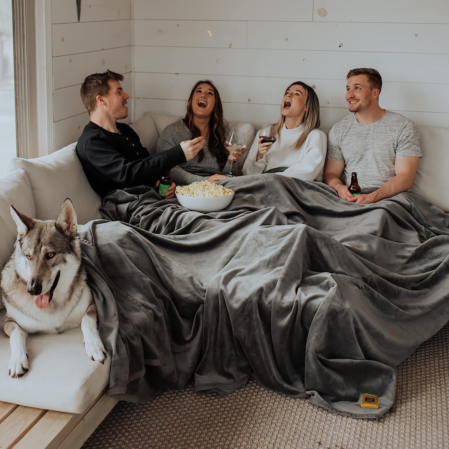 Extra Large Light Grey Stretch Blanket - 100 Square Feet of Soft Comfort for the Whole Family - Premium Quality for 2025