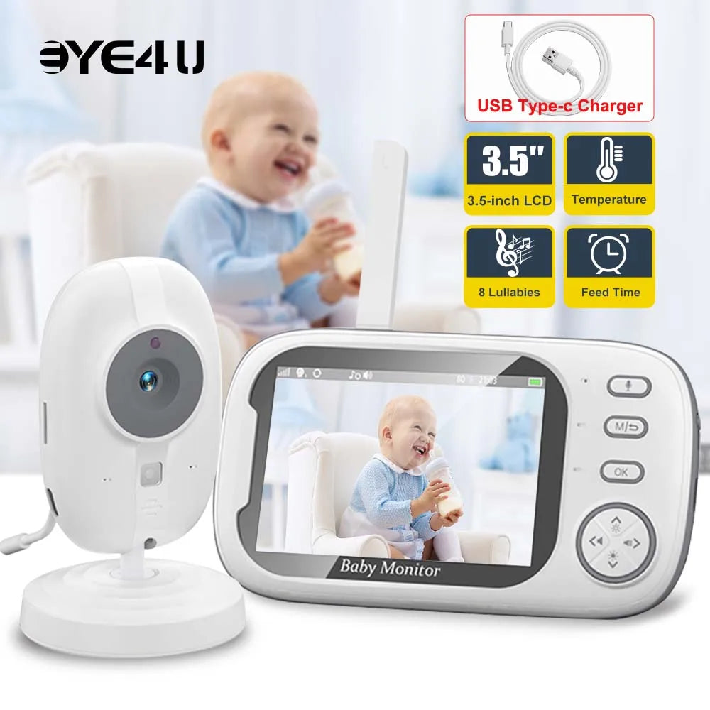 3.5-Inch Video Baby Monitor with Night Vision, Two-Way Audio, Video Surveillance, and Temperature Monitoring