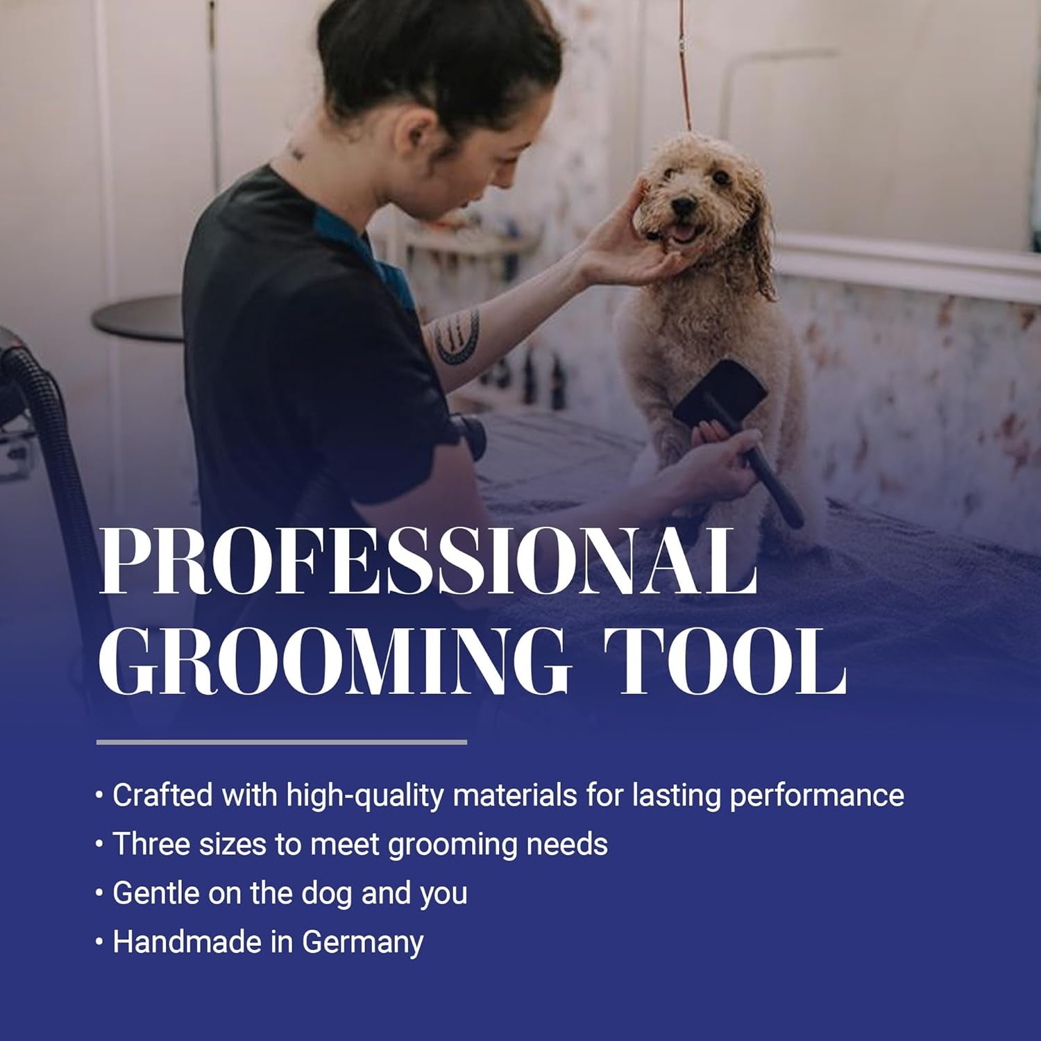 Big K Dog Slicker Brush for Dogs (Goldendoodles, Labradoodles, Poodles), Groom like a Professional, Fluff Detangle Style, Saves Time Energy, Black, Large